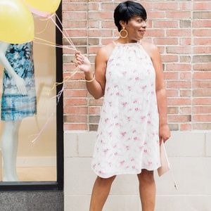 White and pink floral sun dress.